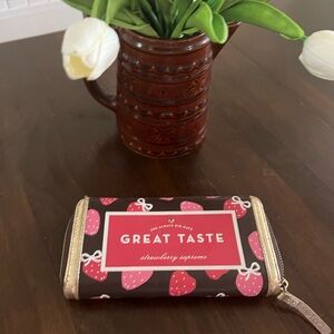 Kate Spade Strawberry Print Wallet - Pink and Gold